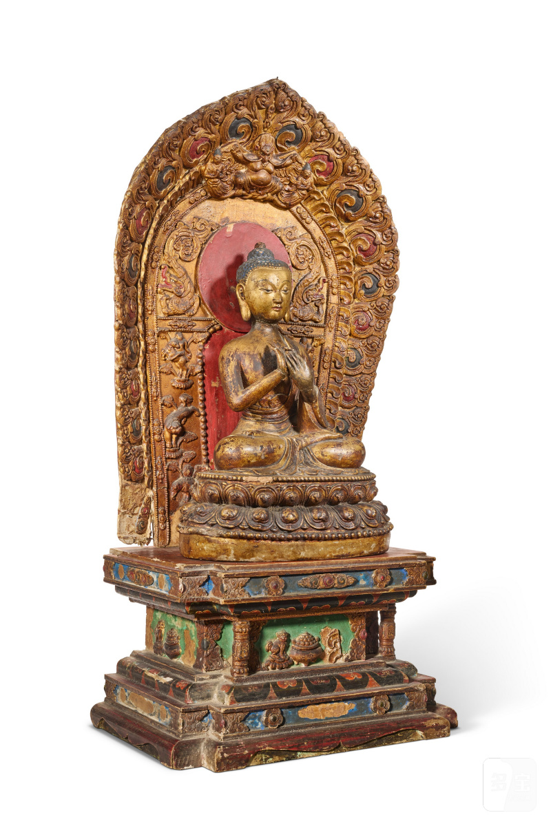 STATUE DE BOUDDHA SHAKYAMUNI ASSIS EN LAQUE SÈCHE DORÉE ET POLYCHROME  CHINE, FIN DE LA DYNASTIE MING (1368-1644) - 图3